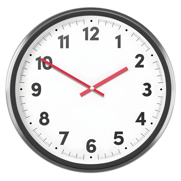 An image of a clock. It reads 10 to two.