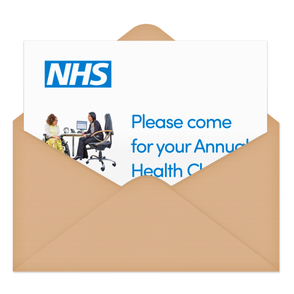 An NHS appointment letter in a brown envelope.