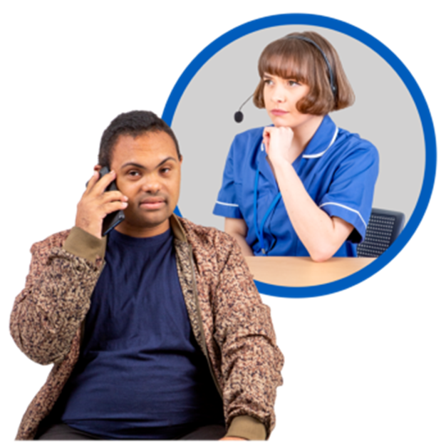 An individual on the phone to a medical professional.