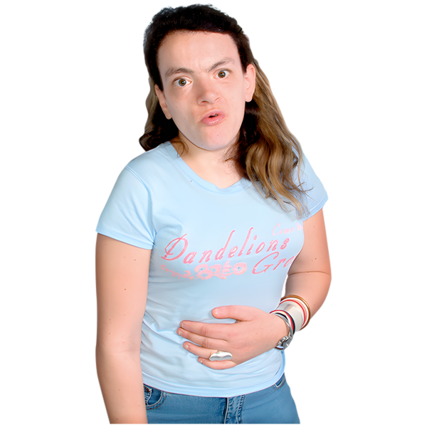 A person clutching their stomach as if they are experiencing cramping/period pain.